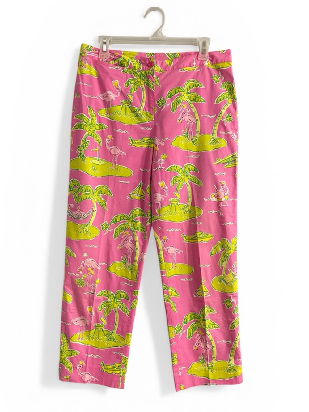Vtg Lilly Pulitzer Day Tripper Flamingo Golf pant Tapered Leg khaki Chino Pants